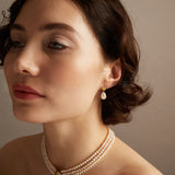 Aurate x Marilyn Monroe: Gold Knot Pearl Drop Earrings