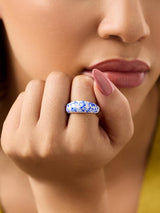 Enamel Ring - Wrenley Marble Blue
