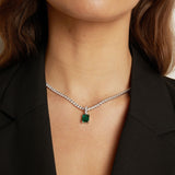 7ct Emerald Tennis Charm Necklace Set