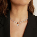 7ct Emerald Tennis Charm Necklace Set