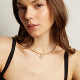 Lab Grown Aquamarine Oval Pendant Collar Necklace