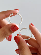 Medium Slim Endless Hoops - Lo Medium Silver