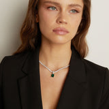 7ct Emerald Tennis Charm Necklace Set