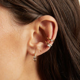 Emerald Lab Grown White Sapphire Solitaire Huggie Earrings