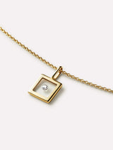 Gold Pendant - Square Floating Diamond Charm