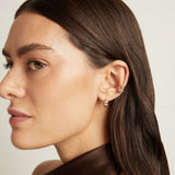 Emerald Lab Grown White Sapphire Solitaire Huggie Earrings