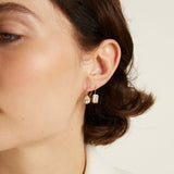 Emerald Lab Grown White Sapphire Bezel Drop Earrings