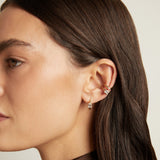 Emerald Lab Grown White Sapphire Solitaire Ear Cuff