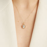 Emerald Lab Grown White Sapphire Bezel Pendant