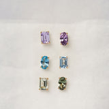 Lab Grown Purple Amethyst Mosaic Stud Earrings