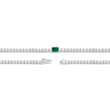 Lab Grown White Sapphire Tennis Necklace with Emerald