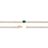 Lab Grown White Sapphire Tennis Necklace with Emerald