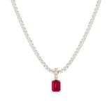 7ct Emerald Tennis Charm Necklace Set