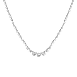 Lab Grown White Sapphire Graduated Georgian Tennis Necklace