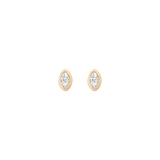 Double Bezel Marquise Lab Grown White Sapphire Stud Earrings
