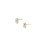 Double Bezel Marquise Lab Grown White Sapphire Stud Earrings
