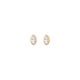 Double Bezel Marquise Lab Grown White Sapphire Huggie Earrings