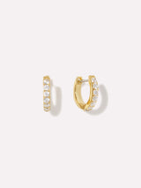 Pavé Huggie Hoops - Suzanne Medium