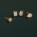 Pear Gemstone Solitaire Stud Earrings