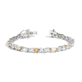 Lab Grown White Sapphire and Canary Mixed Shape Tennis Bracelet
