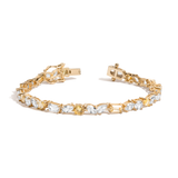 Lab Grown White Sapphire and Canary Mixed Shape Tennis Bracelet