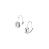 Emerald Lab Grown White Sapphire Bezel Drop Earrings