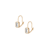 Emerald Lab Grown White Sapphire Bezel Drop Earrings