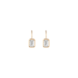 Emerald Lab Grown White Sapphire Bezel Drop Earrings