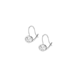 Oval Lab Grown White Sapphire Bezel Drop Earrings
