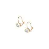 Oval Lab Grown White Sapphire Bezel Drop Earrings