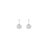 Oval Lab Grown White Sapphire Bezel Drop Earrings