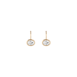 Oval Lab Grown White Sapphire Bezel Drop Earrings