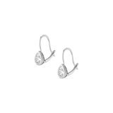 Pear Lab Grown White Sapphire Bezel Drop Earrings