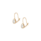 Pear Lab Grown White Sapphire Bezel Drop Earrings
