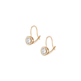 Round Lab Grown White Sapphire Bezel Drop Earrings