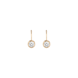 Round Lab Grown White Sapphire Bezel Drop Earrings