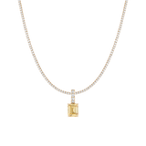 7ct Emerald Tennis Charm Necklace Set