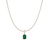 7ct Emerald Tennis Charm Necklace Set