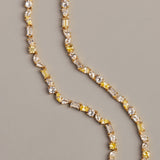 Lab Grown White Sapphire and Canary Mixed Shape Tennis Bracelet