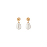 Aurate x Marilyn Monroe: Gold Knot Pearl Drop Earrings