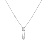 Lab Grown White Sapphire Edwardian Lariat Necklace