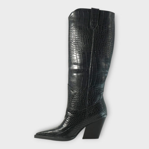 Bottes à Motif Croco et Talon Élégant