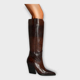 Bottes à Motif Croco et Talon Élégant