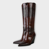 Bottes à Motif Croco et Talon Élégant
