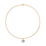 Lab Grown Aquamarine Oval Pendant Collar Necklace