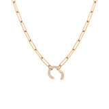 Paperclip Chain Charm Necklace - White Sapphire Bail