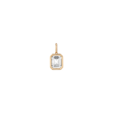 Emerald Lab Grown White Sapphire Bezel Pendant