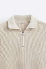 Sweater de Gola Alta com Zíper