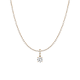 7ct Round Tennis Charm Necklace Set