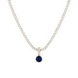 7ct Round Tennis Charm Necklace Set